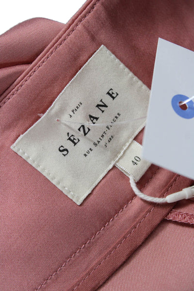 Sezane Women Dress Pants Pink Viscose Zip Inseam 30 Size 40