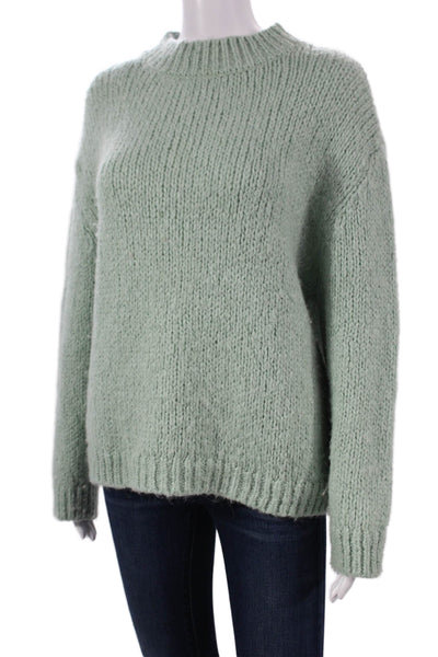 Zara Women Pullover Sweater Green High Neck Acrylic Blend Long Sleeve Size S
