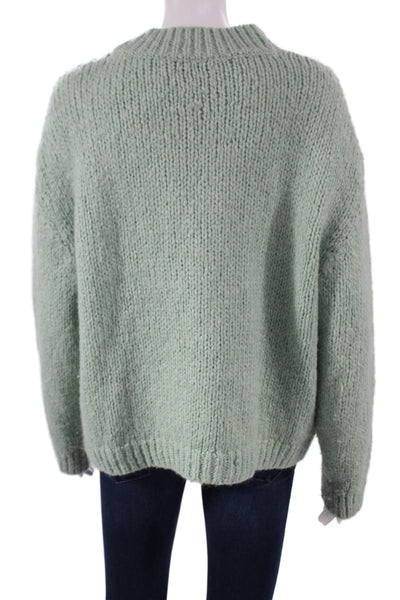 Zara Women Pullover Sweater Green High Neck Acrylic Blend Long Sleeve Size S