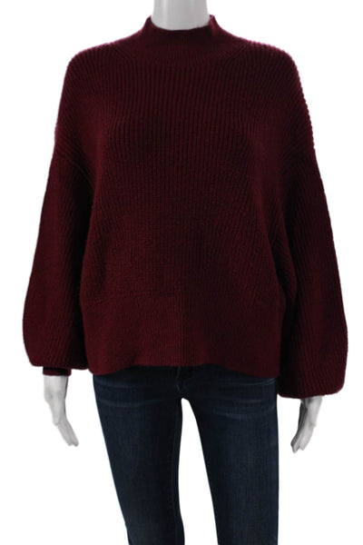 Banana Republic Womens Pullover Wool High Neck Red Sweater Long Sleeve Size S