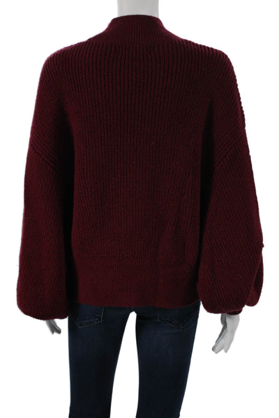 Banana Republic Womens Pullover Wool High Neck Red Sweater Long Sleeve Size S