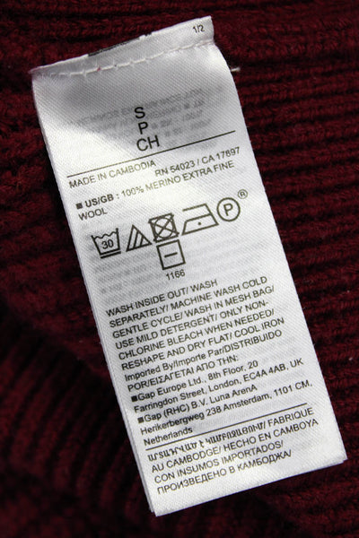 Banana Republic Womens Pullover Wool High Neck Red Sweater Long Sleeve Size S
