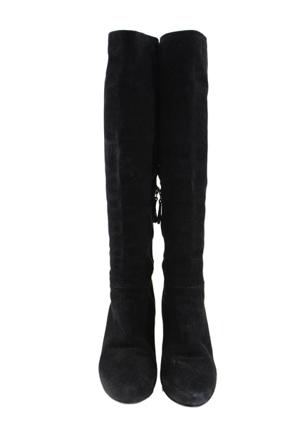 The Original Car Shoe Womens Side Zip Block Heel Knee High Boots Black Size 40.5