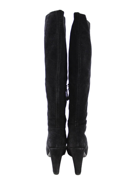 The Original Car Shoe Womens Side Zip Block Heel Knee High Boots Black Size 40.5