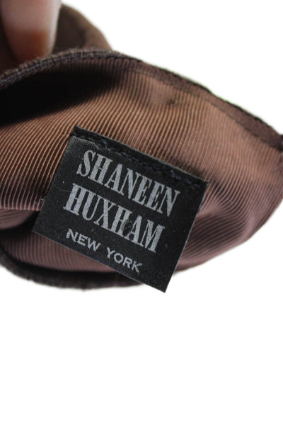 Shaneen Huxham Womens Suede Floral Embroidered Gloves Brown Size Small