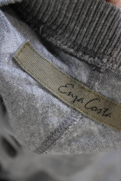 Enza Costa Womens Gray Henley Tunic Button Long Sleeve 85% Cotton Size XS