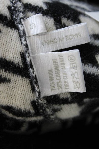 Madeleine Thompson Womens Bomber Jacket Black Wool Cashmere Zip Check Size S