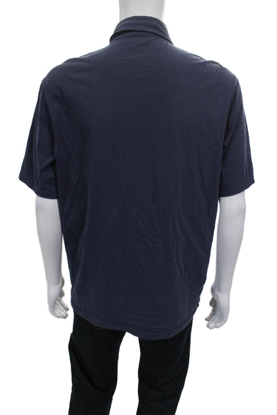 Johnnie-o Mens Hangin' Out Short Sleeves Polo Shirt Blue Cotton Size Large