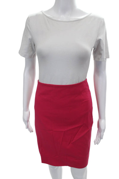 Akris Women Straight Pencil Skirt Pink Polyester Blend Zip Knee Length Size 10
