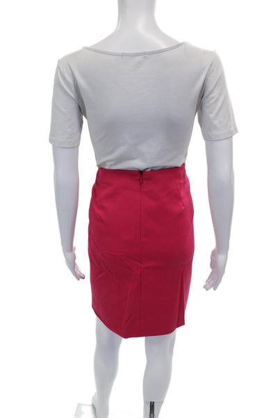 Akris Women Straight Pencil Skirt Pink Polyester Blend Zip Knee Length Size 10