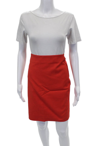Akris Womens Red Straight Pencil Skirt Knee Length Polyester Zip Size 10