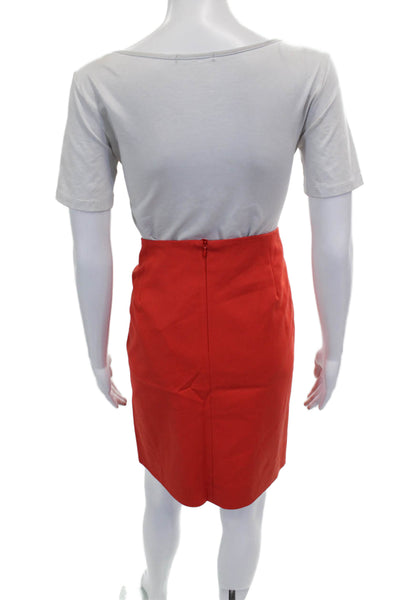 Akris Womens Red Straight Pencil Skirt Knee Length Polyester Zip Size 10