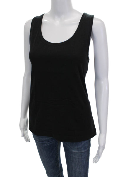 Three Dots Womens Basic Black Cotton Scoop Neck Sleeveless Tank Size XL