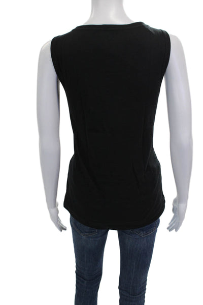 Three Dots Womens Basic Black Cotton Scoop Neck Sleeveless Tank Size XL