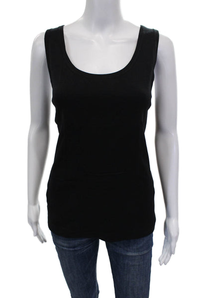 Three Dots Women Black Scoop Neck Basic Tank Cotton Size XL