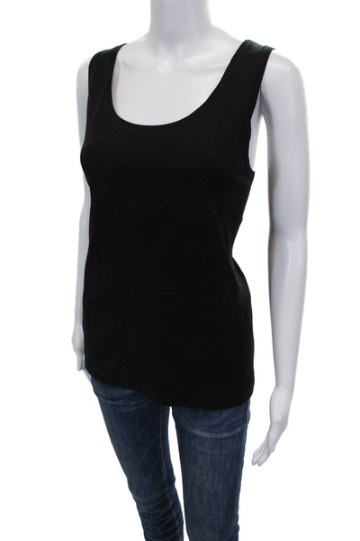 Three Dots Women Black Scoop Neck Basic Tank Cotton Size XL