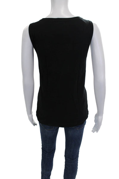 Three Dots Women Black Scoop Neck Basic Tank Cotton Size XL