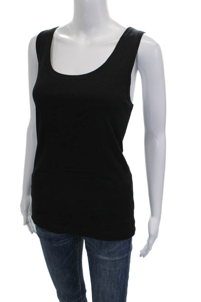 Three Dots Womens Basic Sleeveless Scoop Neck Black Cotton Tank Size XL