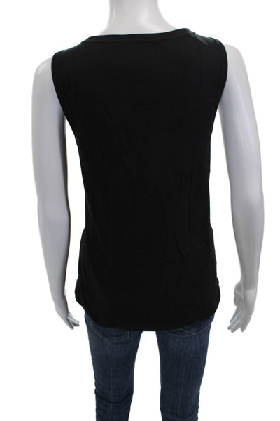 Three Dots Womens Basic Sleeveless Scoop Neck Black Cotton Tank Size XL