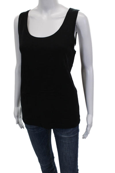 Three Dots Women Basic Tank Black 100% Cotton Scoop Neck Sleeveless Size XL
