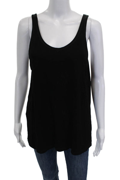 Theory Womens Sleeveless Tunic Scoop Neck Black Viscose Top Size L