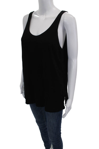 Theory Womens Sleeveless Tunic Scoop Neck Black Viscose Top Size L