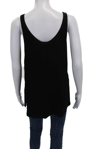 Theory Womens Sleeveless Tunic Scoop Neck Black Viscose Top Size L