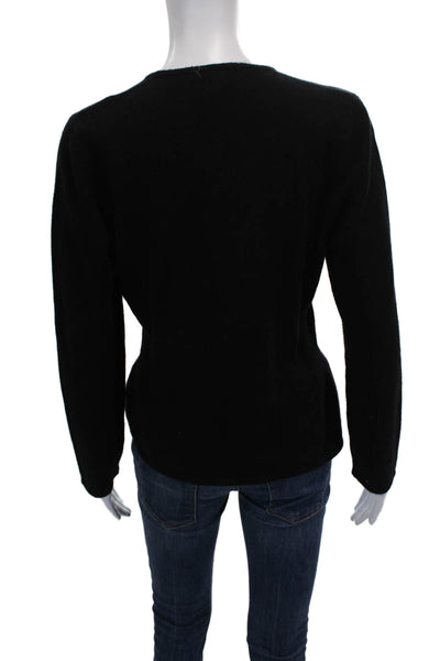 Les Copains Womens Wrap Cashmere V Neck Black Sweater Long Sleeve Size 46