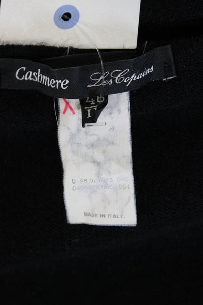 Les Copains Womens Wrap Cashmere V Neck Black Sweater Long Sleeve Size 46