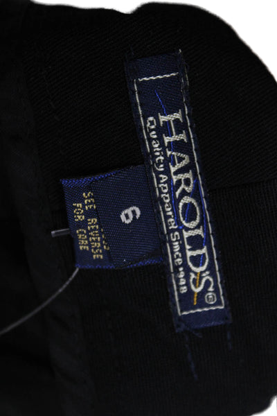 Harolds Women Black Wool Straight Pencil Skirt Short Button Size 6