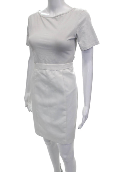 Jessica Howard Women Straight Pencil Skirt White Zip Polyester Short Size 10