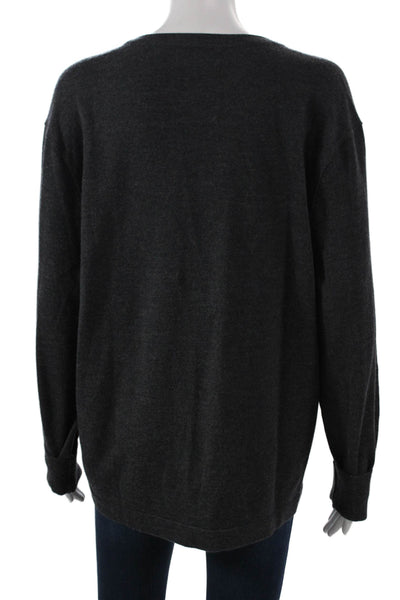 Banana Republic Mens Henley Merino Wool Sweater Gray Long Sleeve Size L