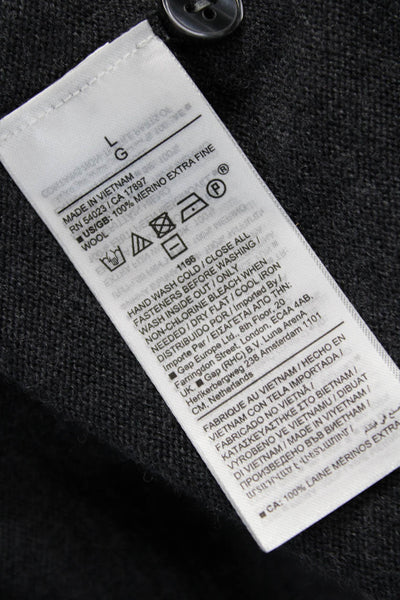 Banana Republic Mens Henley Merino Wool Sweater Gray Long Sleeve Size L