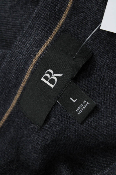 Banana Republic Mens Henley Merino Wool Sweater Gray Long Sleeve Size L