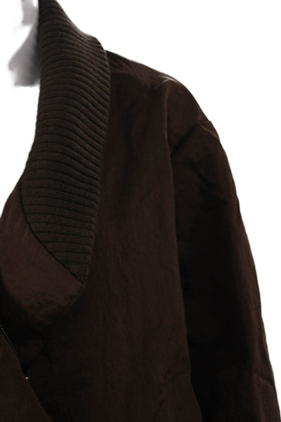 Zara Womens Basic Jacket Brown Polyester Zip Long Sleeve Size 2XS