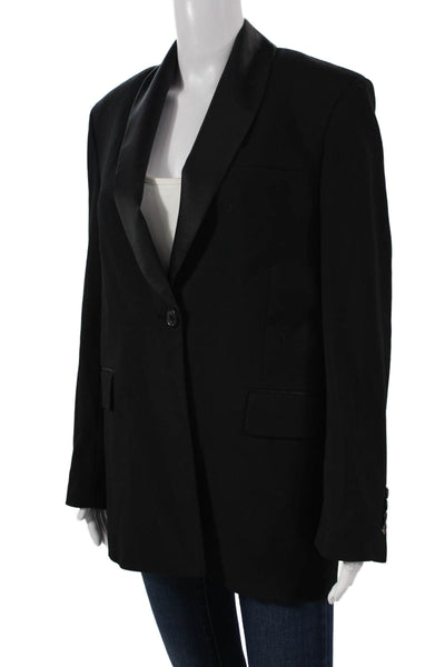 Zara Womens Black Polyester Blend Blazer Button Closure Size S