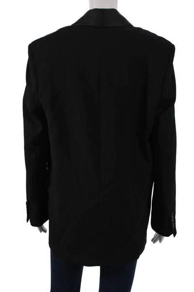 Zara Womens Black Polyester Blend Blazer Button Closure Size S