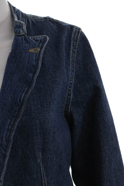 Derek Lam Womens Basic Jacket Blue Cotton Button Long Sleeve Size M