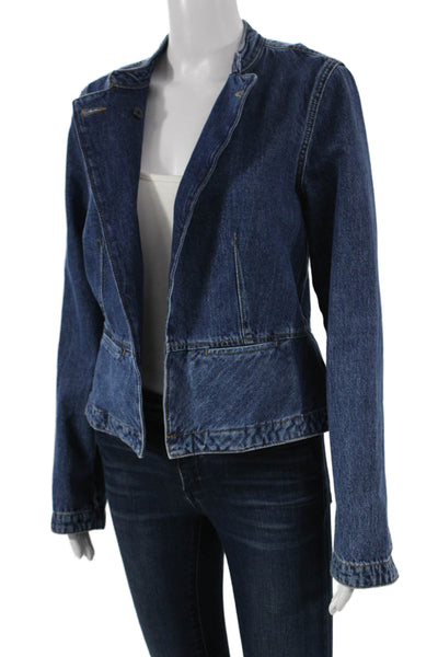 Derek Lam Womens Basic Jacket Blue Cotton Button Long Sleeve Size M