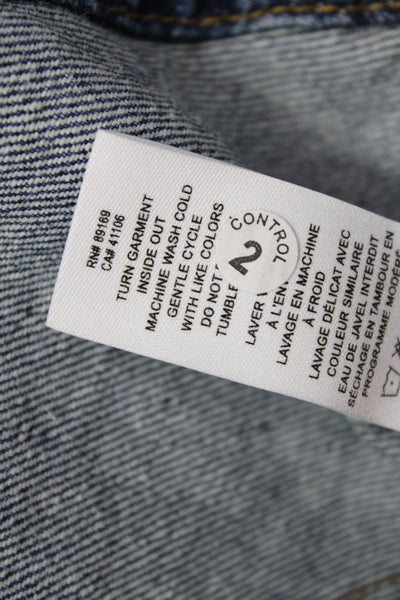 Derek Lam Womens Basic Jacket Blue Cotton Button Long Sleeve Size M