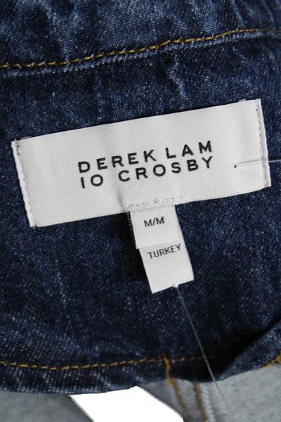 Derek Lam Womens Basic Jacket Blue Cotton Button Long Sleeve Size M