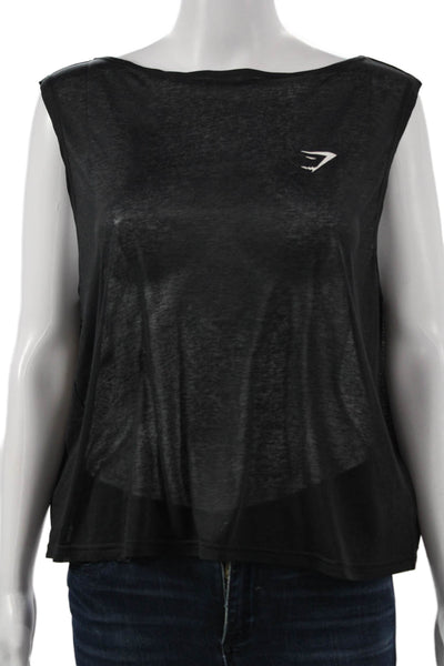 GYMSHARK Women Basic Sleeveless Boat Neck Tank Black Size S