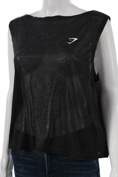 GYMSHARK Women Basic Sleeveless Boat Neck Tank Black Size S