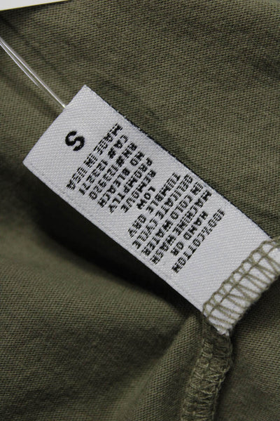 LA Made Womens Basic Sleeveless Tank Top Green Cotton Round Neck Size S