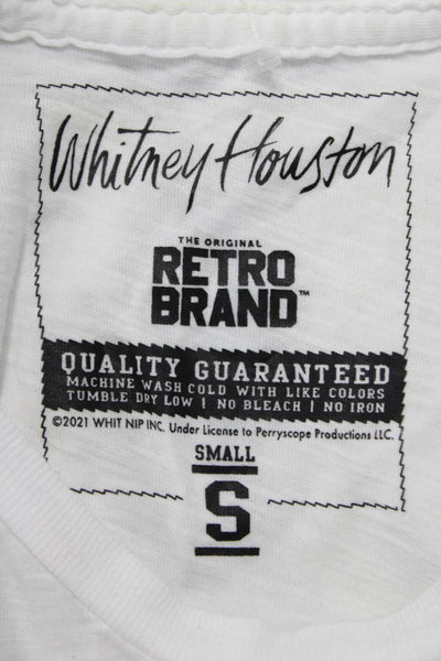 Retro Brand Women Cropped White Cotton Crewneck Short Sleeve T-Shirt Size S