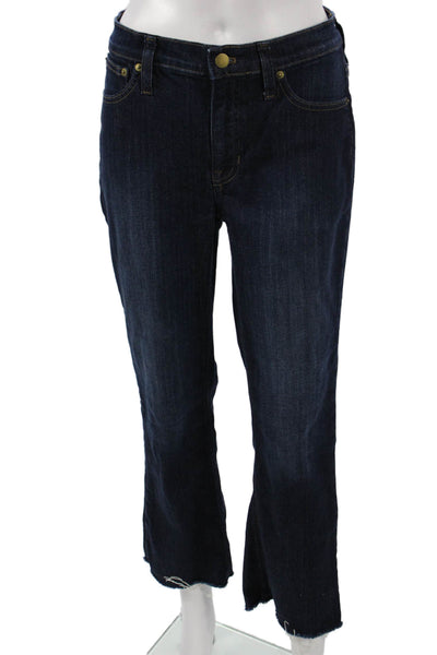 J Crew Womens Cropped Jeans Blue High Rise Button Size 27