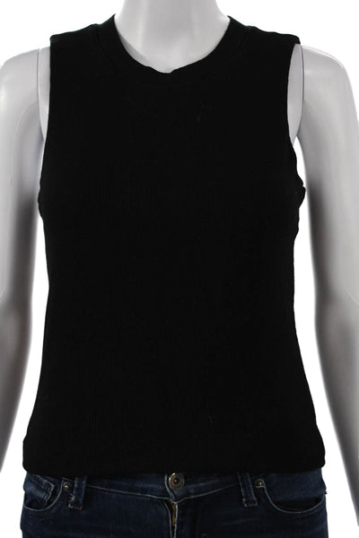 LNA Women Basic Sleeveless Tank Black Rayon Spandex Crew Neck Size M