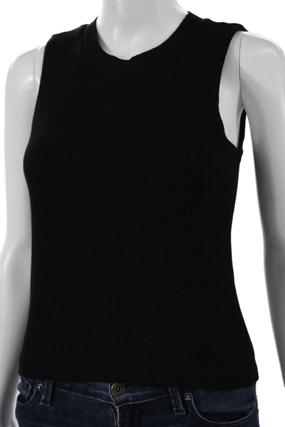 LNA Women Basic Sleeveless Tank Black Rayon Spandex Crew Neck Size M