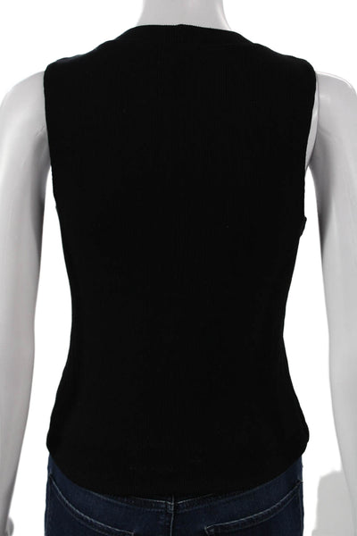 LNA Women Basic Sleeveless Tank Black Rayon Spandex Crew Neck Size M