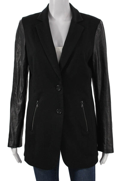 Ecru Women Blazer Black Viscose Long Sleeve Button Closure Size 8